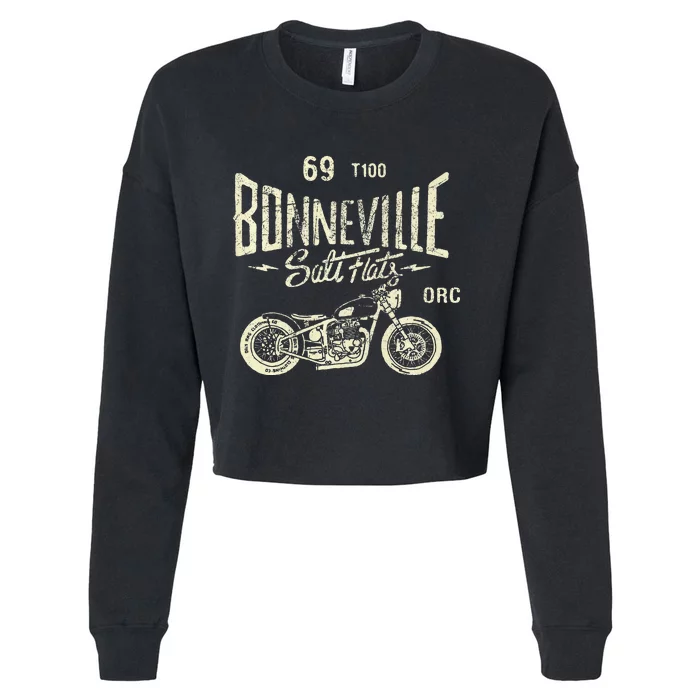 Bonneville Salt Flats Motorcycle Racing Gift Cropped Pullover Crew