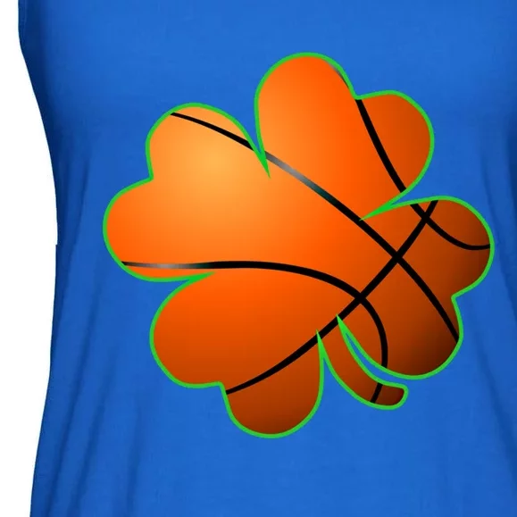 Basketball Shamrock Four Leaf Clover St Patrick's Day Meaningful Gift Ladies Essential Flowy Tank