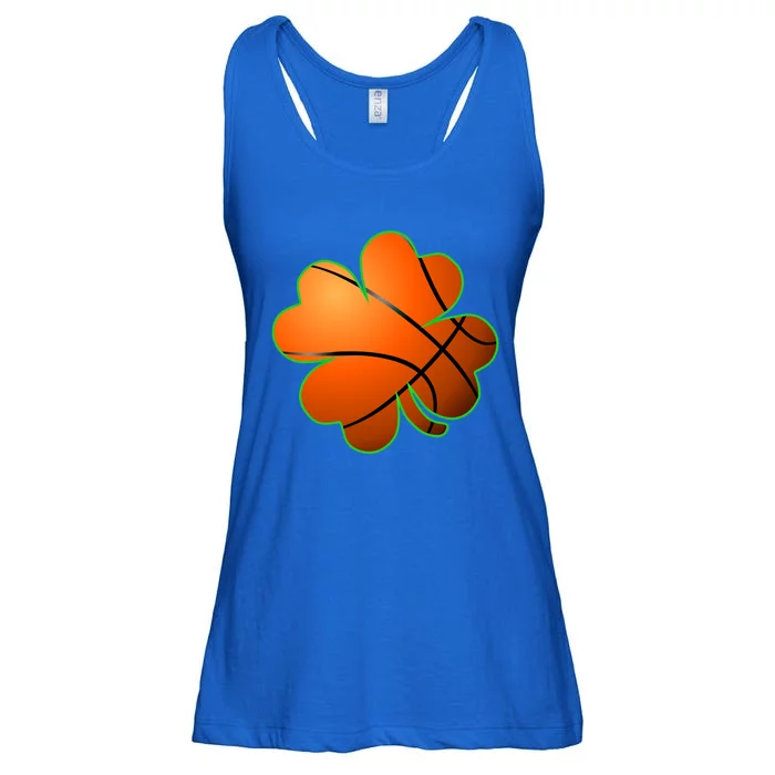 Basketball Shamrock Four Leaf Clover St Patrick's Day Meaningful Gift Ladies Essential Flowy Tank