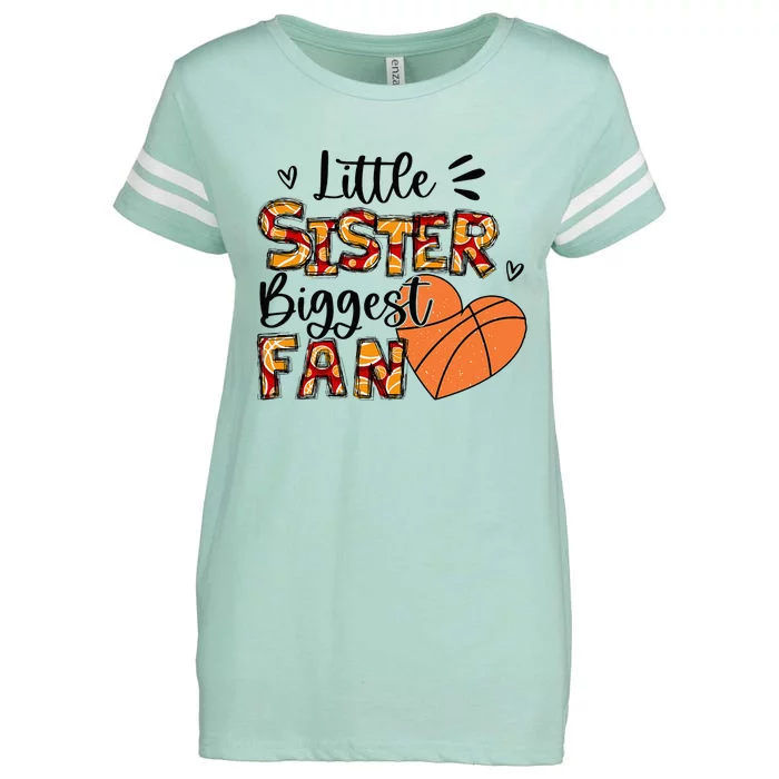 Basketball Sister Funny Little Sister Biggest Fan Enza Ladies Jersey Football T-Shirt