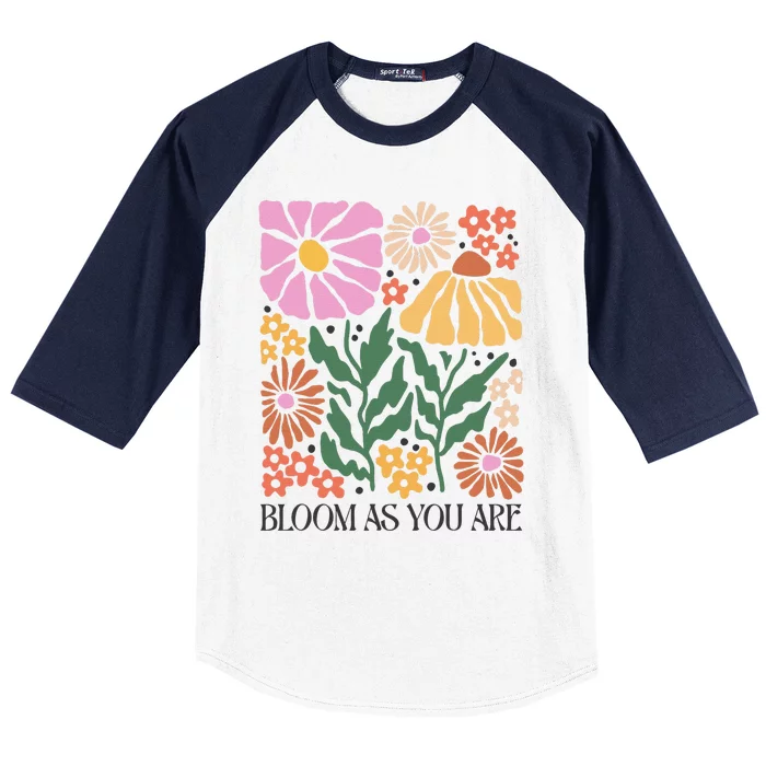 Boho Summer Flower Botanical Nature Lover Floral Wildflower Baseball Sleeve Shirt