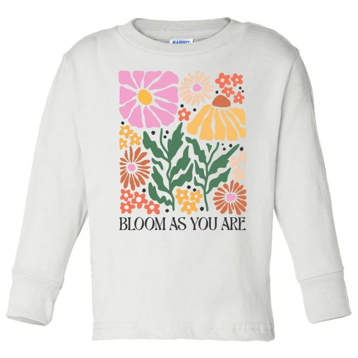 Boho Summer Flower Botanical Nature Lover Floral Wildflower Toddler Long Sleeve Shirt