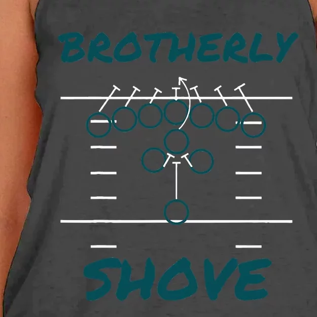 Brotherly Shove Funny Football Women's Knotted Racerback Tank