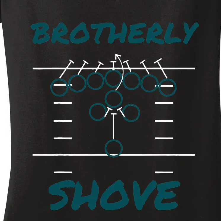 Brotherly Shove Funny Football Women's V-Neck T-Shirt