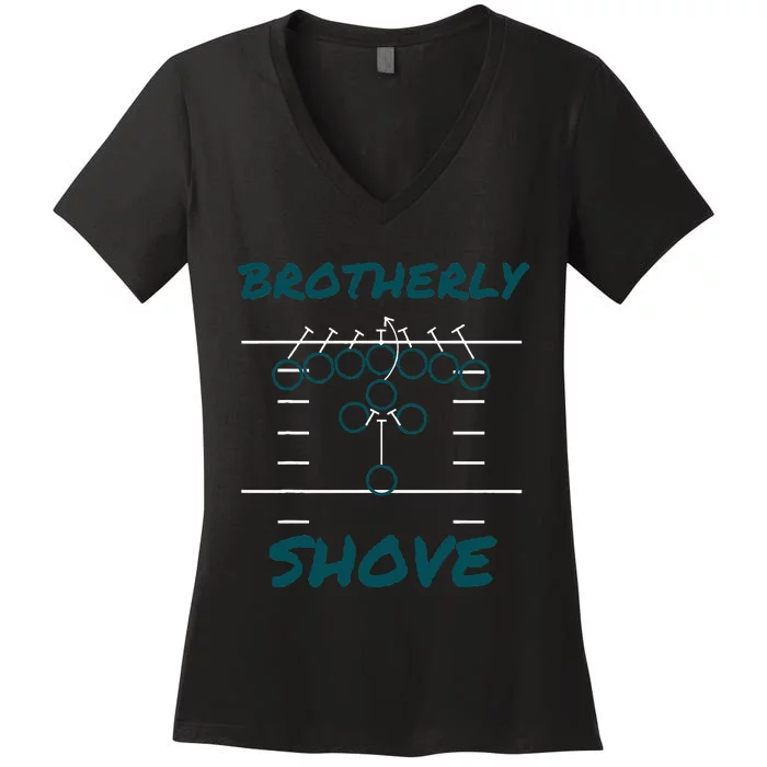 Brotherly Shove Funny Football Women's V-Neck T-Shirt