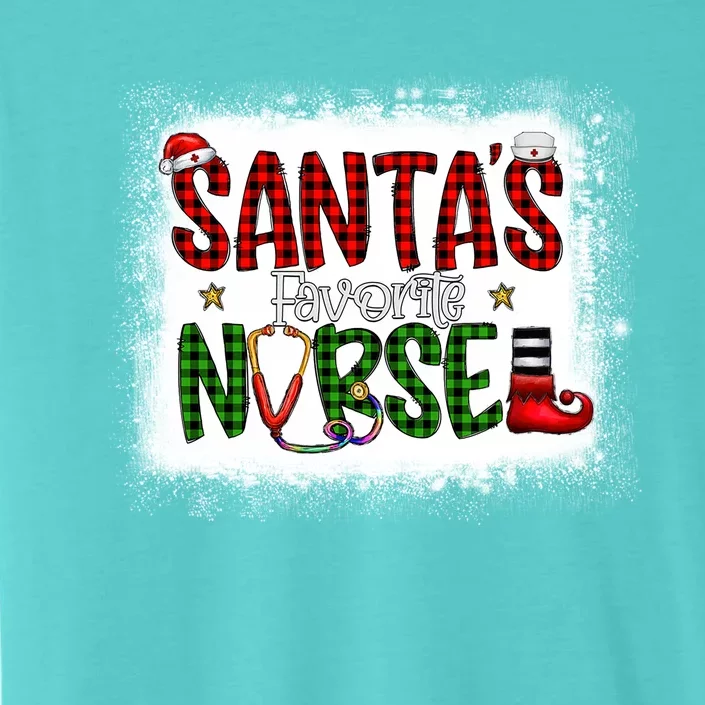 Bleached Santas Favorite Nurse Elf Plaid Xmas Scrub Top Gift ChromaSoft Performance T-Shirt