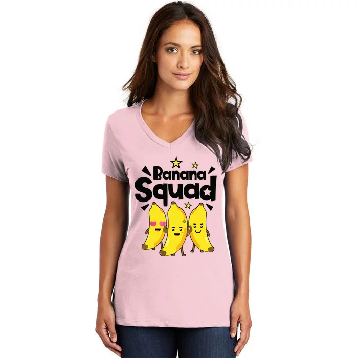 Banana Squad Funny Men Women Boy Vegan Fruit Food Lovers Women's V-Neck T-Shirt