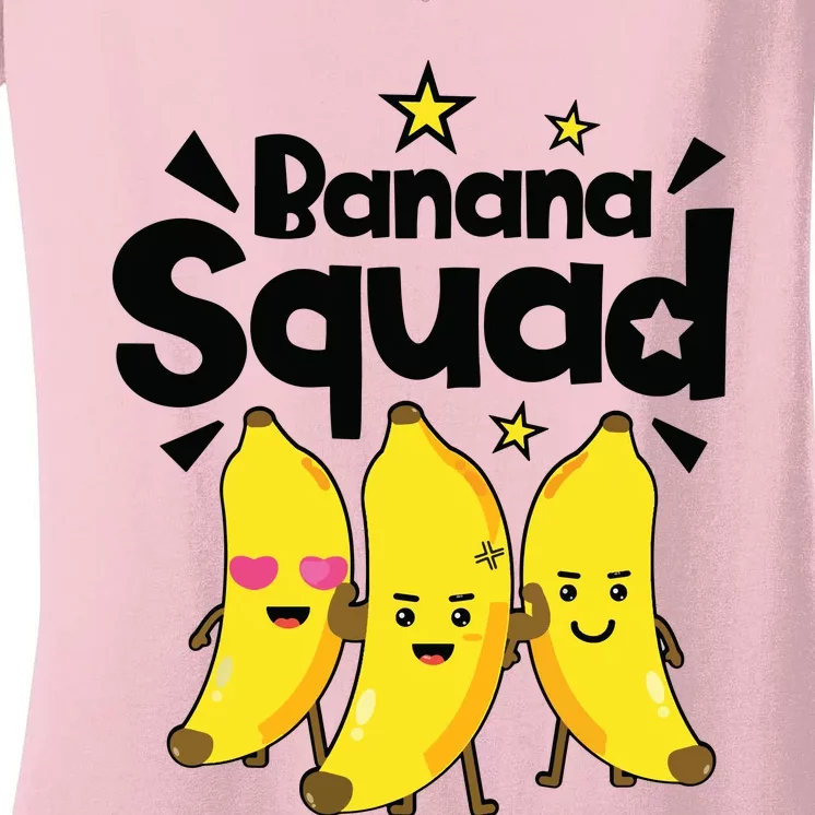 Banana Squad Funny Men Women Boy Vegan Fruit Food Lovers Women's V-Neck T-Shirt