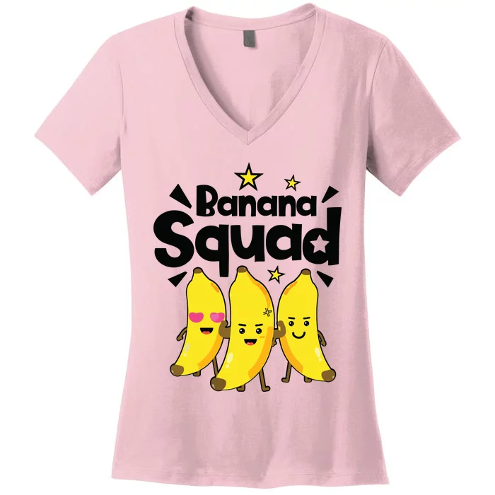 Banana Squad Funny Men Women Boy Vegan Fruit Food Lovers Women's V-Neck T-Shirt