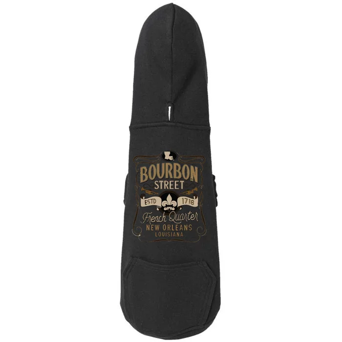 Bourbon Street French Quarter New Orleans Vintage Souvenir Doggie 3-End Fleece Hoodie