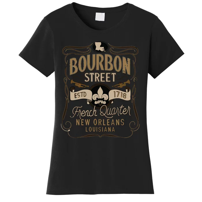 Bourbon Street French Quarter New Orleans Vintage Souvenir Women's T-Shirt