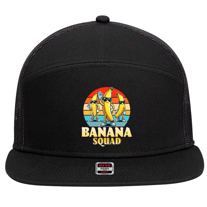 Banana Squad Funny Yellow Banana Lover Fruit 7 Panel Mesh Trucker Snapback Hat