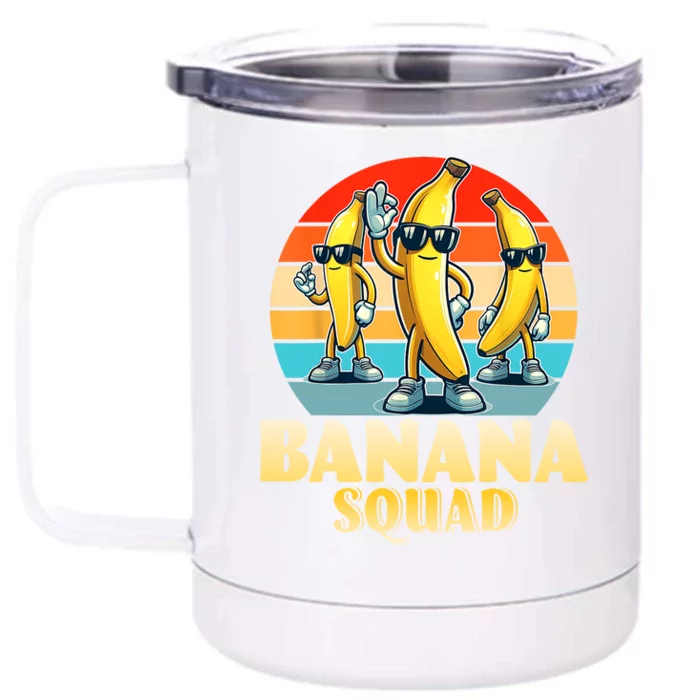 Banana Squad Funny Yellow Banana Lover Fruit Front & Back 12oz Stainless Steel Tumbler Cup