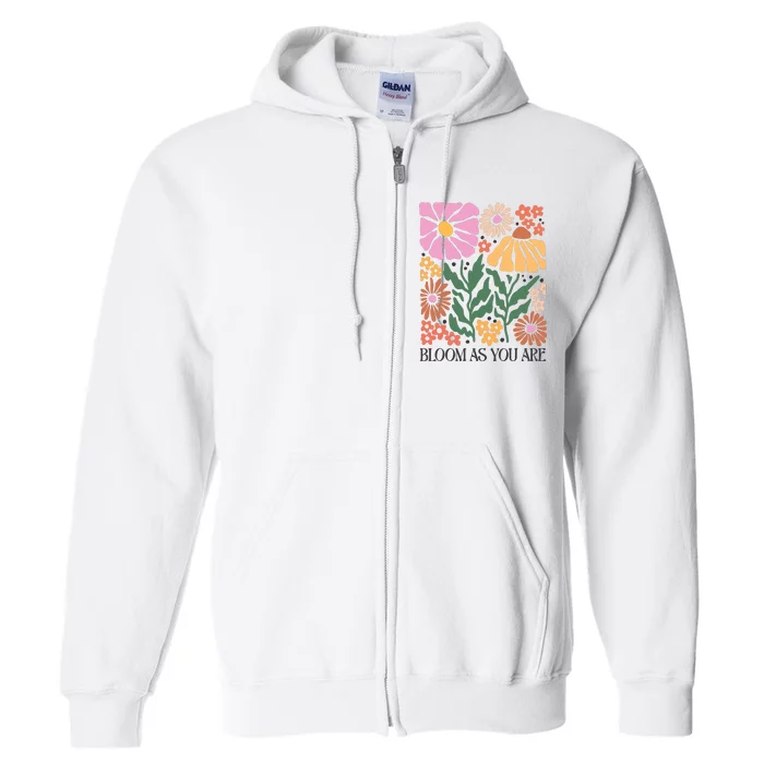 Boho Summer Flower Botanical Nature Lover Floral Wildflower Full Zip Hoodie