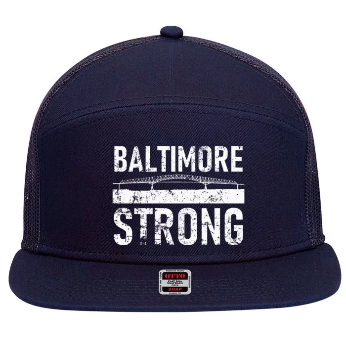 Baltimore Strong Francis Scott Key Bridge 7 Panel Mesh Trucker Snapback Hat