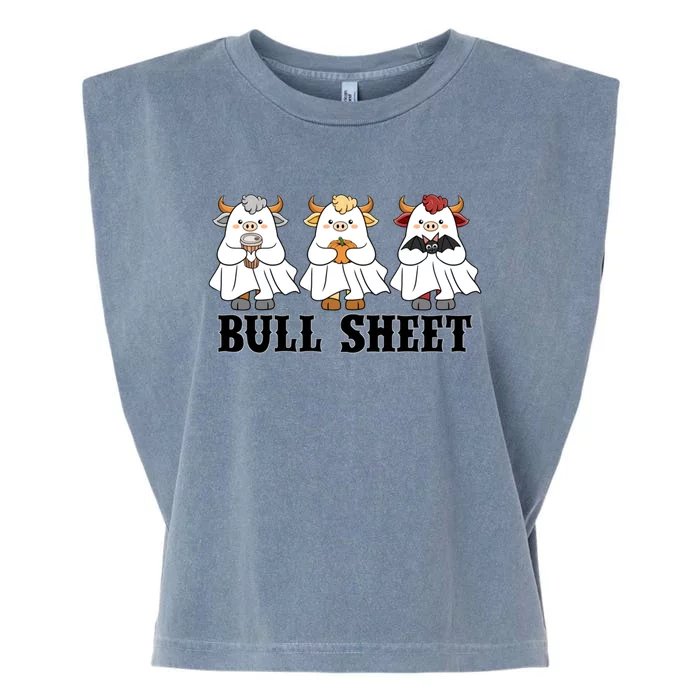 Bull Sheet Ghost Cow Halloween Funny This Is Bull Sheet Garment-Dyed Women's Muscle Tee