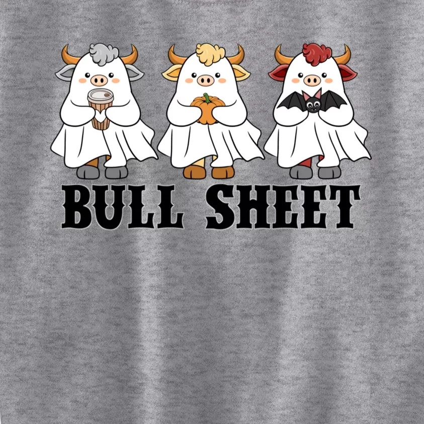 Bull Sheet Ghost Cow Halloween Funny This Is Bull Sheet Kids Sweatshirt