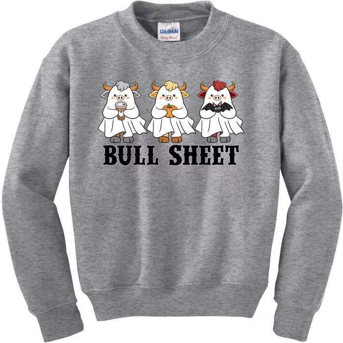 Bull Sheet Ghost Cow Halloween Funny This Is Bull Sheet Kids Sweatshirt