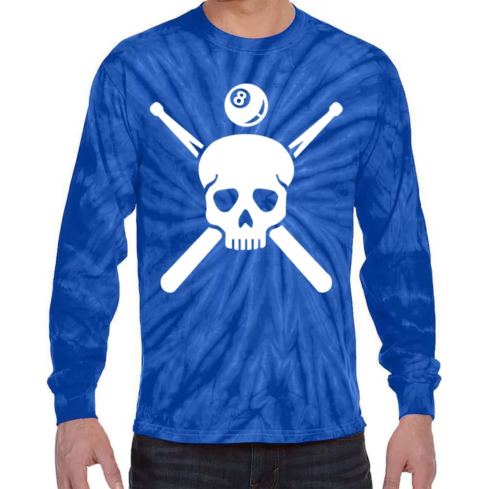 Billiards Skull Gift Tie-Dye Long Sleeve Shirt