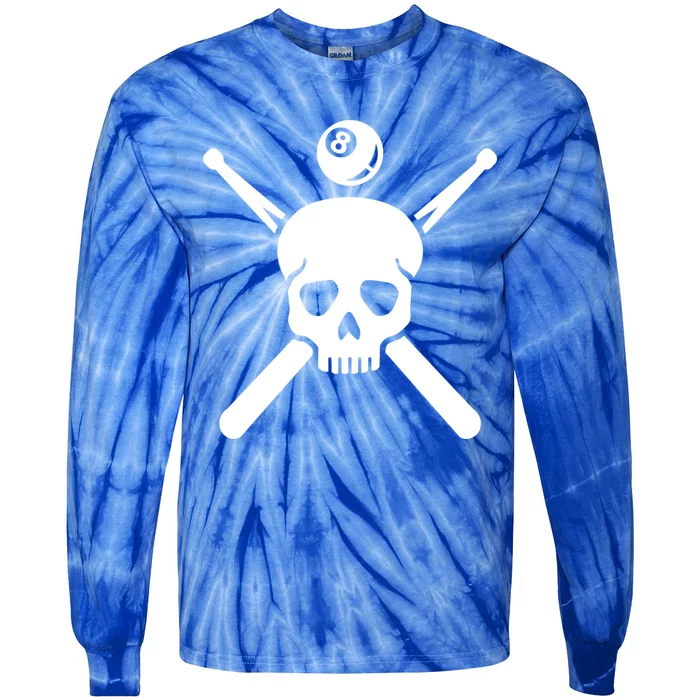 Billiards Skull Gift Tie-Dye Long Sleeve Shirt