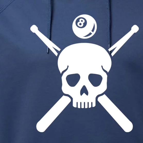 Billiards Skull Gift Performance Fleece Hoodie