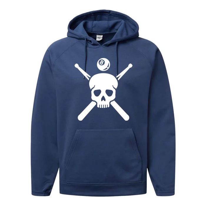 Billiards Skull Gift Performance Fleece Hoodie