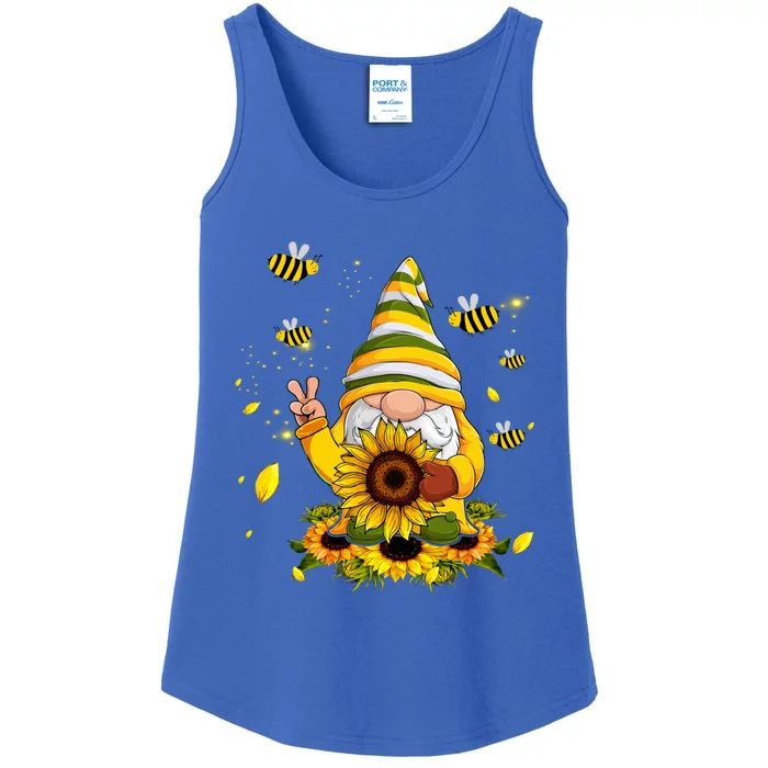 Bee Sunflower Gnome Hippie Peace Sign Gardening Gnomies Meaningful Gift Ladies Essential Tank