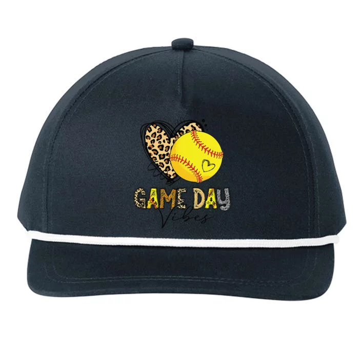 Bleached Softball Game Day Vibes Leopard Heart Headband Mom Snapback Five-Panel Rope Hat