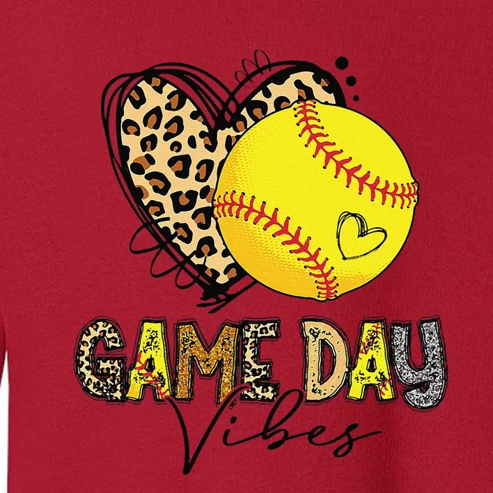 Bleached Softball Game Day Vibes Leopard Heart Headband Mom Toddler Sweatshirt