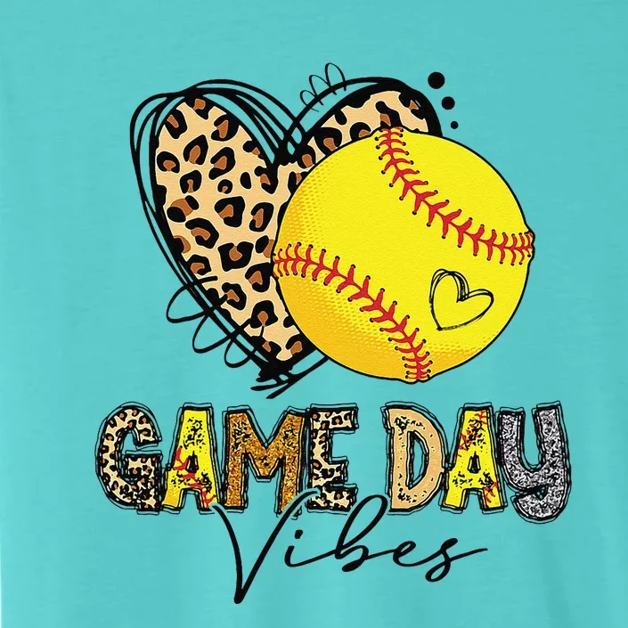 Bleached Softball Game Day Vibes Leopard Heart Headband Mom ChromaSoft Performance T-Shirt