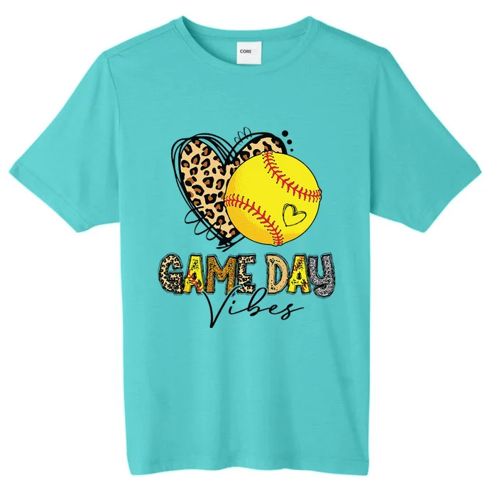 Bleached Softball Game Day Vibes Leopard Heart Headband Mom ChromaSoft Performance T-Shirt