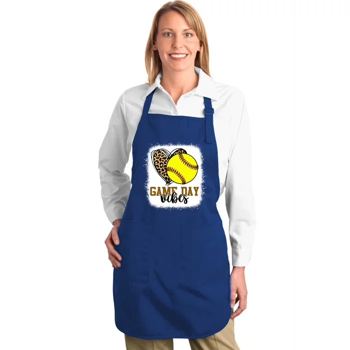 Bleached Softball Game Day Vibes Softball Mom Game Day Gift Full-Length Apron With Pocket