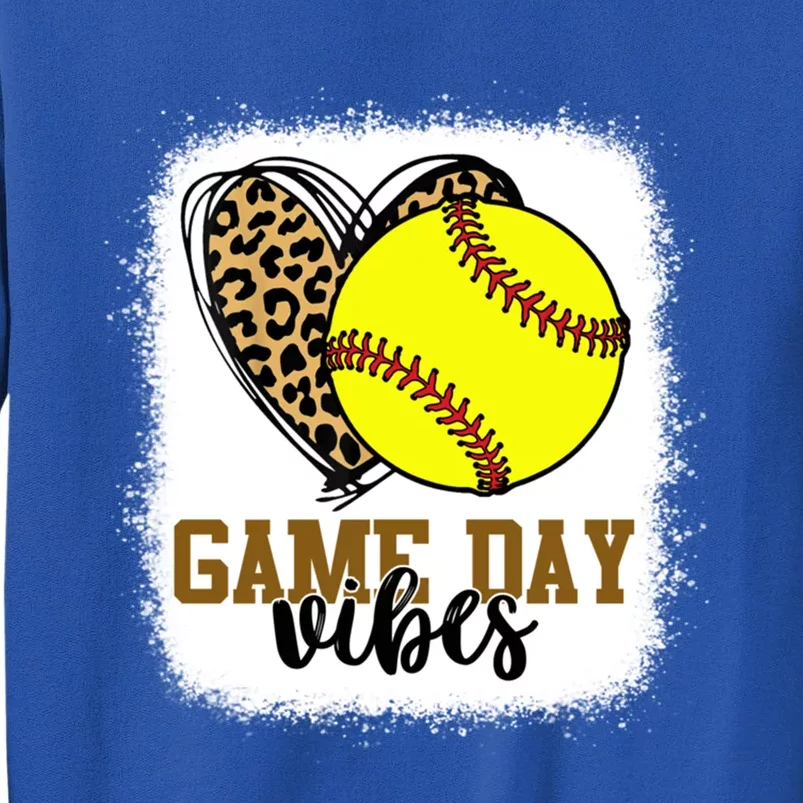 Bleached Softball Game Day Vibes Softball Mom Game Day Gift Tall Sweatshirt