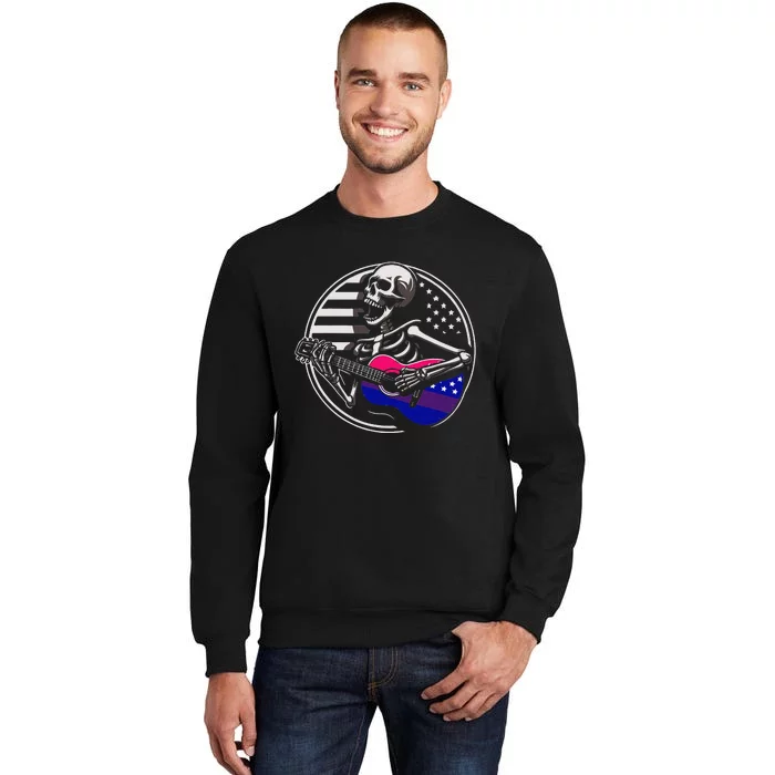 Bisexual Skeleton Guitar Lgbtq+ Pride Sweatshirt