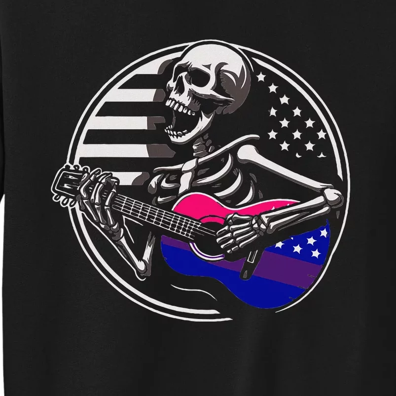 Bisexual Skeleton Guitar Lgbtq+ Pride Sweatshirt