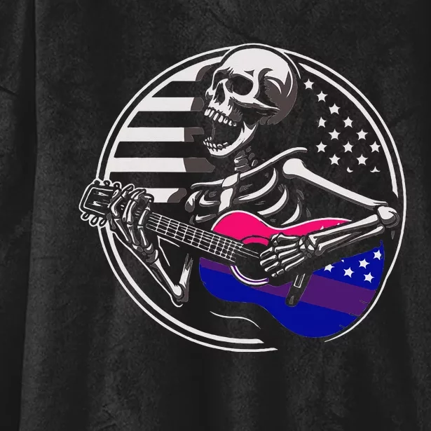 Bisexual Skeleton Guitar Lgbtq+ Pride Hooded Wearable Blanket