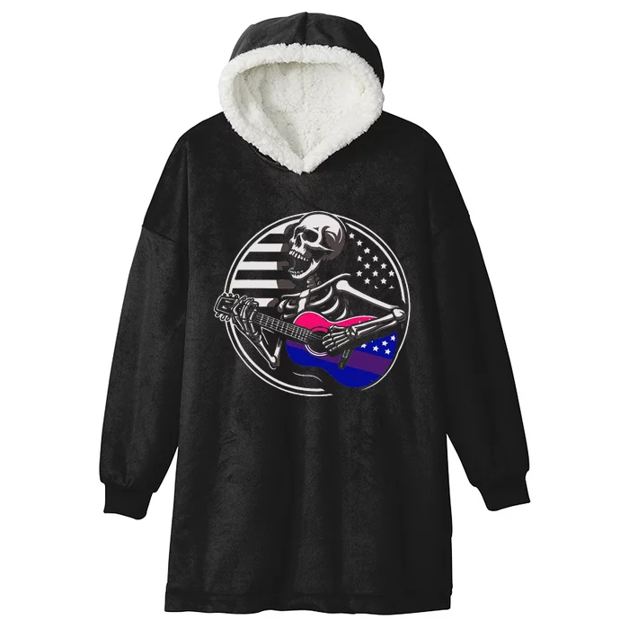 Bisexual Skeleton Guitar Lgbtq+ Pride Hooded Wearable Blanket