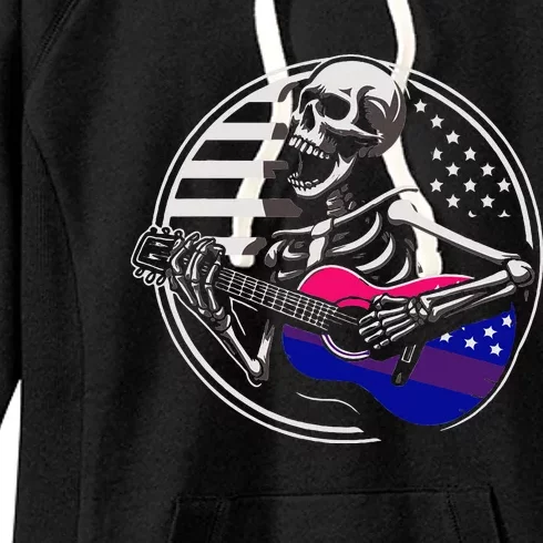 Bisexual Skeleton Guitar Lgbtq+ Pride Women's Fleece Hoodie