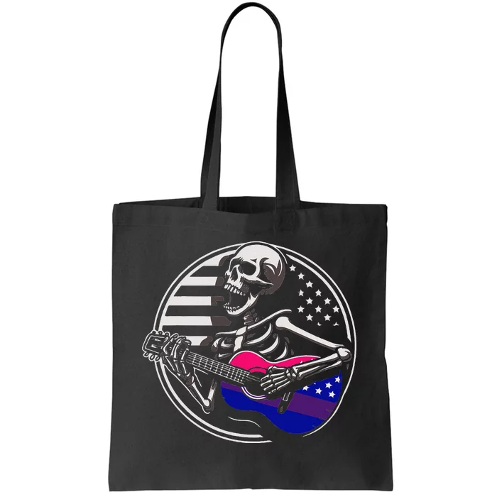 Bisexual Skeleton Guitar Lgbtq+ Pride Tote Bag