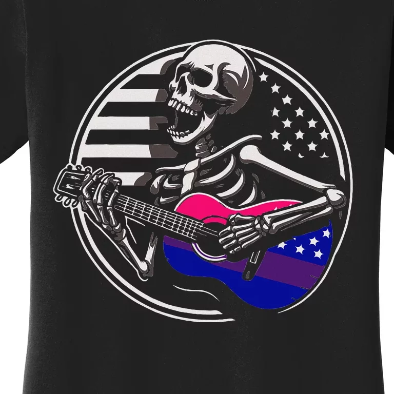 Bisexual Skeleton Guitar Lgbtq+ Pride Women's T-Shirt