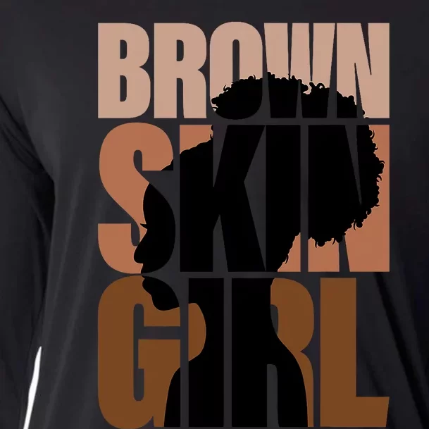 Brown Skin Girl Black Melanin Black History Juneteenth Women Cooling Performance Long Sleeve Crew