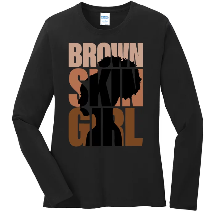 Brown Skin Girl Black Melanin Black History Juneteenth Women Ladies Long Sleeve Shirt