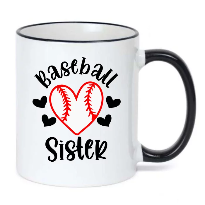 Baseball Sister Game Day Sport Heart Black Color Changing Mug