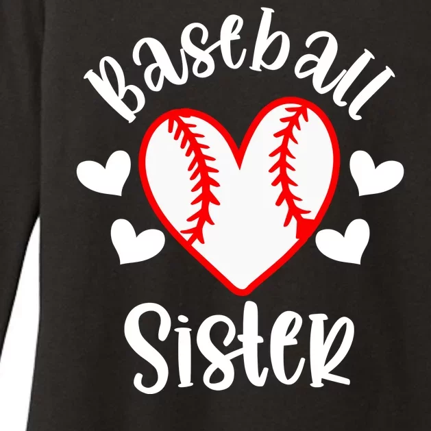 Baseball Sister Game Day Sport Heart Womens CVC Long Sleeve Shirt