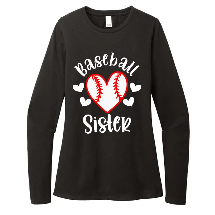 Baseball Sister Game Day Sport Heart Womens CVC Long Sleeve Shirt