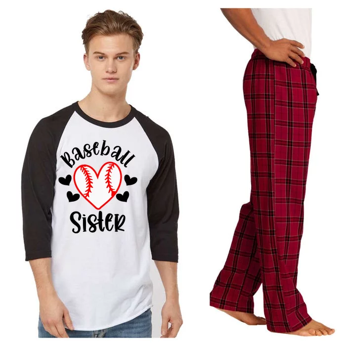 Baseball Sister Game Day Sport Heart Raglan Sleeve Pajama Set