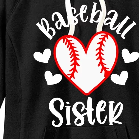 Baseball Sister Game Day Sport Heart Women's Fleece Hoodie