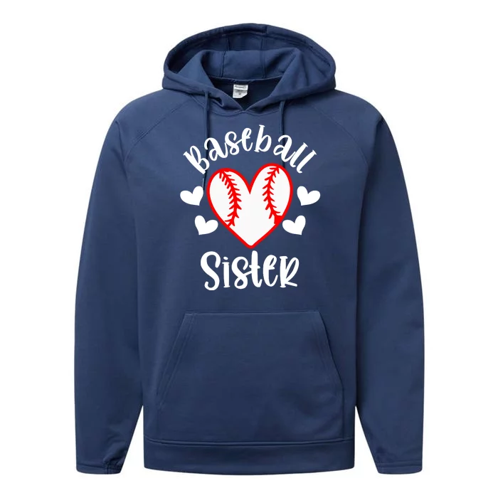 Baseball Sister Game Day Sport Heart Performance Fleece Hoodie