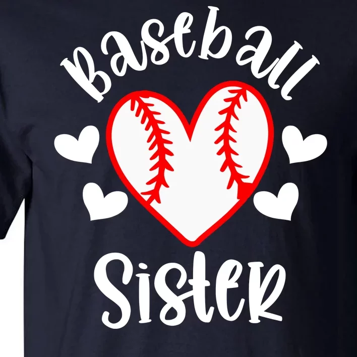 Baseball Sister Game Day Sport Heart Tall T-Shirt