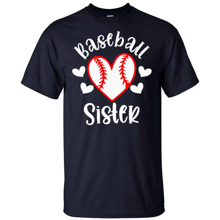 Baseball Sister Game Day Sport Heart Tall T-Shirt